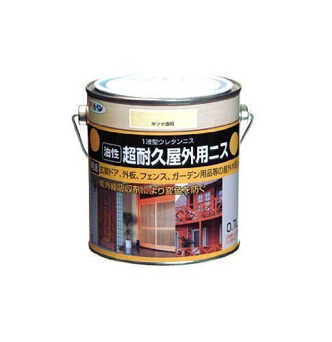 （まとめ買い）油性超耐久屋外用ニス 0.7L 半ツヤ透明 [x3缶セット]