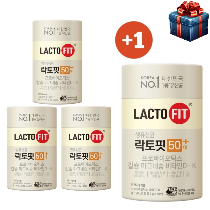 【大容量企画3+1】鍾根堂 健康 50代プラス 乳酸菌 120g 60包 X 4箱 240日分 韓国人気乳酸菌 50代60代乳酸菌 両親へのプレゼント 免疫力 腸の健康 骨の筋肉の健康