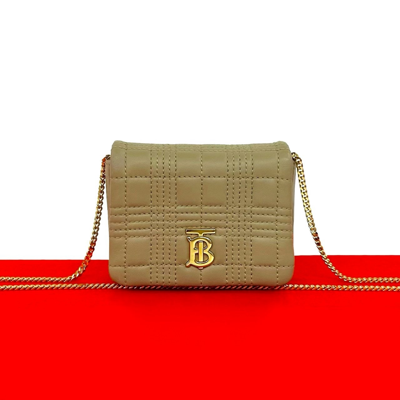 ローラ TB ロゴショルダーバッグ レザー ベージュ 19233