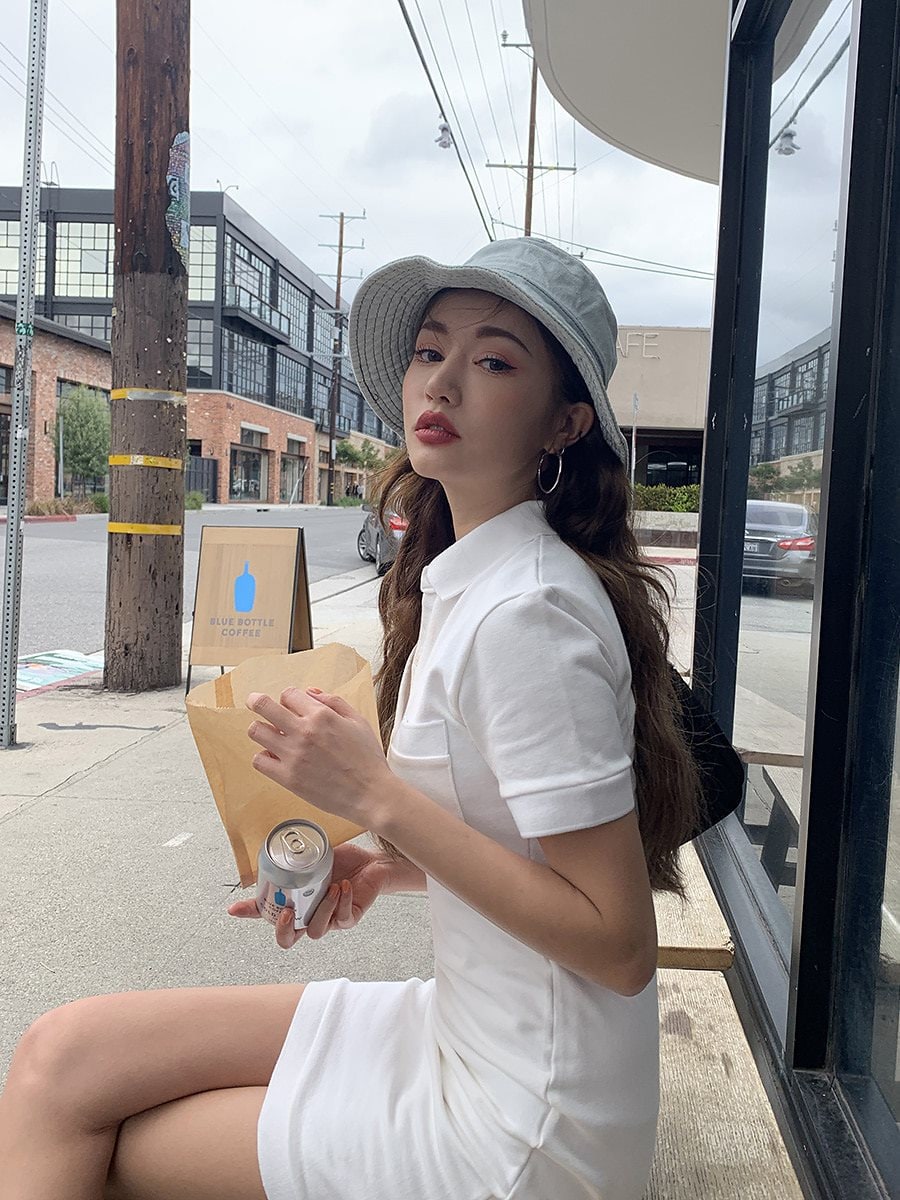 夏小花柄ヴィンテージニュアンス漂うロングワンピース　Vネックパフスリーブ半袖シフォンドレス