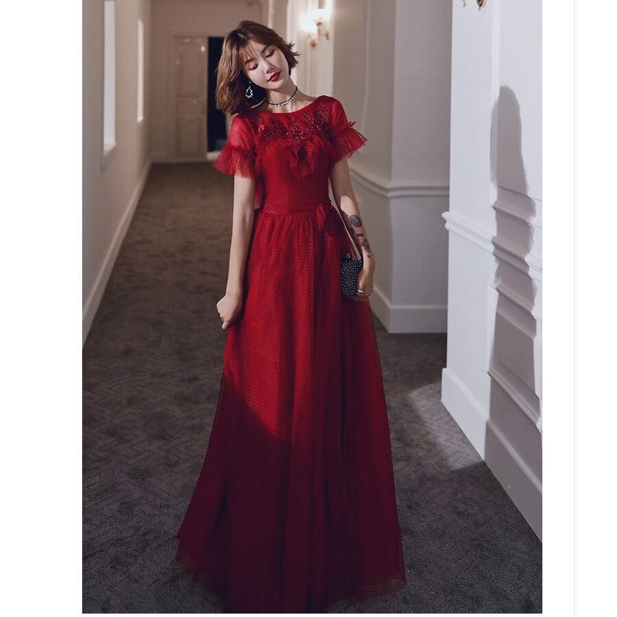 結婚式ワンピース パーティードレス 袖あり ロングドレス 大きいサイズ ウエディングドレス フォーマ