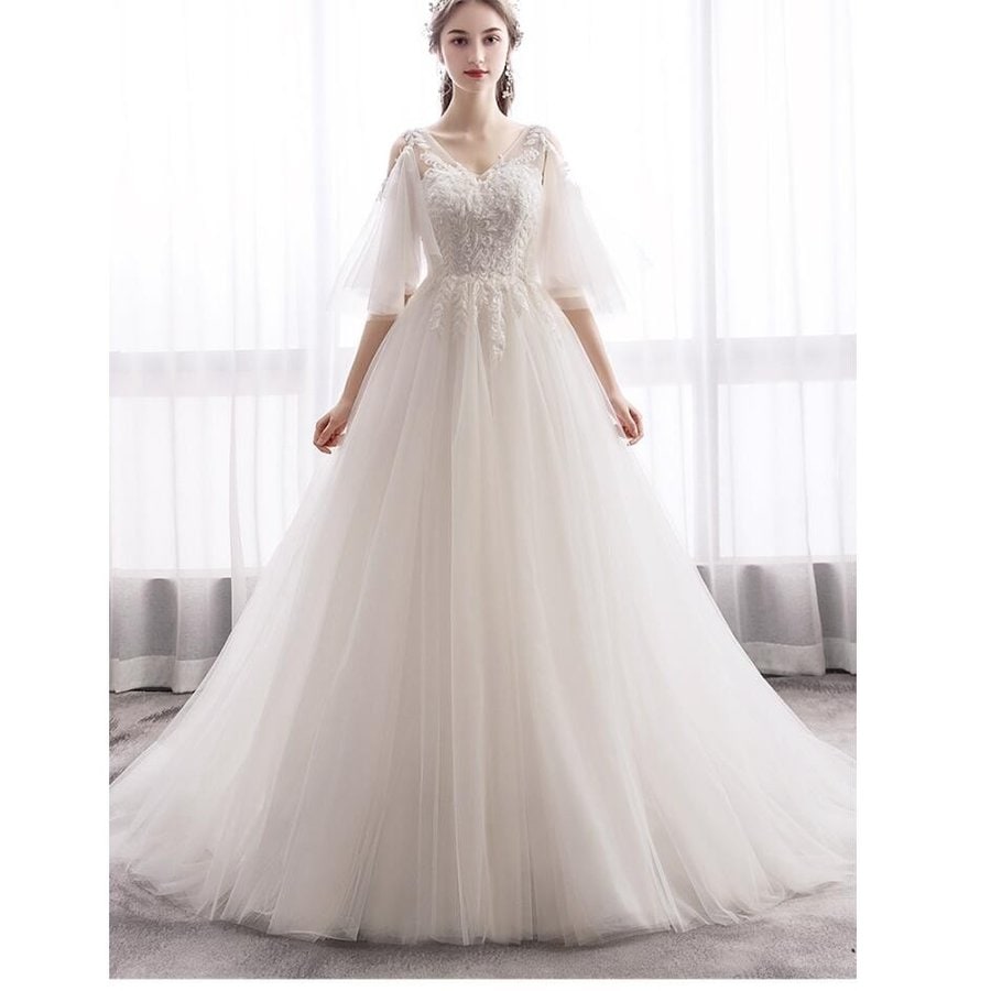 トレーンドレス ロングドレス パーティードレス ウエディングドレス ステージ衣装 二次会 演奏会 発 8,361円