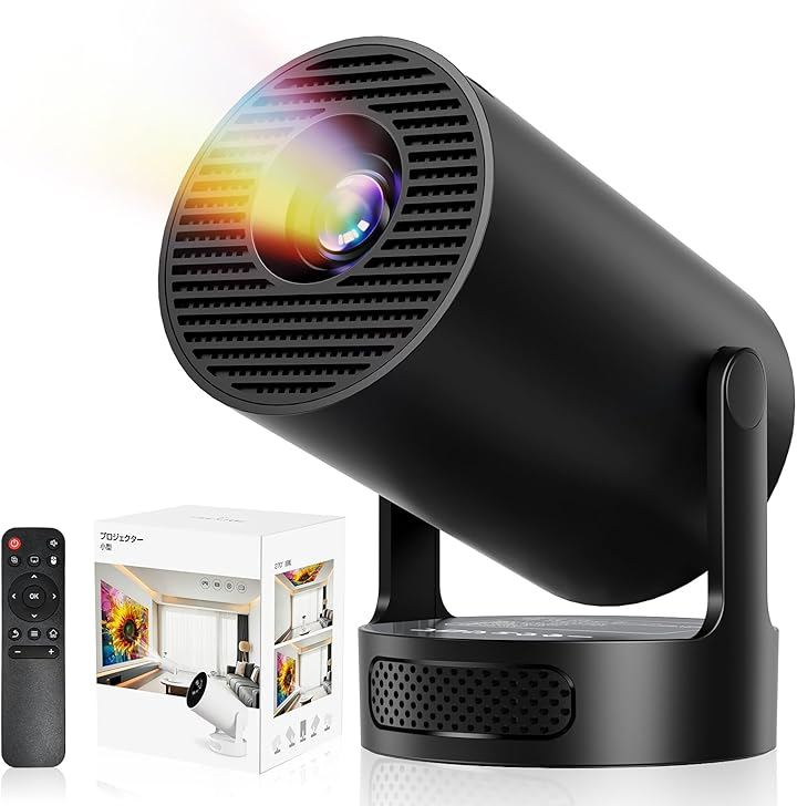 プロジェクター 家庭用 超小型 2026アップグレード版Android TV14.0搭載＆388g史上最軽＆HiFi外部スピーカー30000LM 1080P 4K対応 (ブラック)