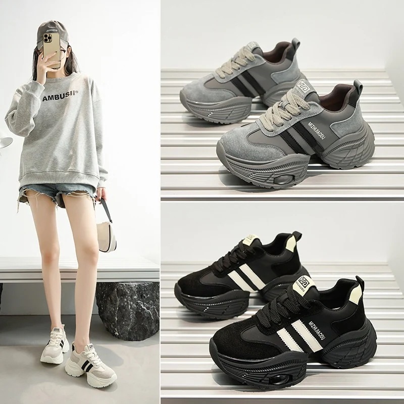 カジュアルシューズ 7CM 厚底スニーカー ブーム靴 ファッションローファー 4,502円