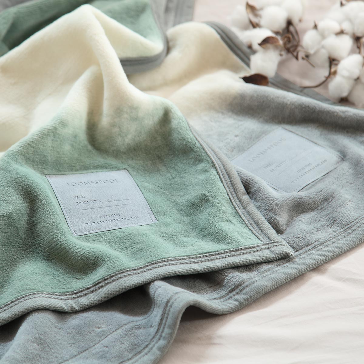 毛布 LOOM&SPOOL ブランケット FOL 日本製 綿100％ ひざ掛け 綿毛布 90x70cm ニューマイヤー 掛け毛布 柔らか 寝具 ふんわり 抗菌 防臭加工 あったか 肌触り