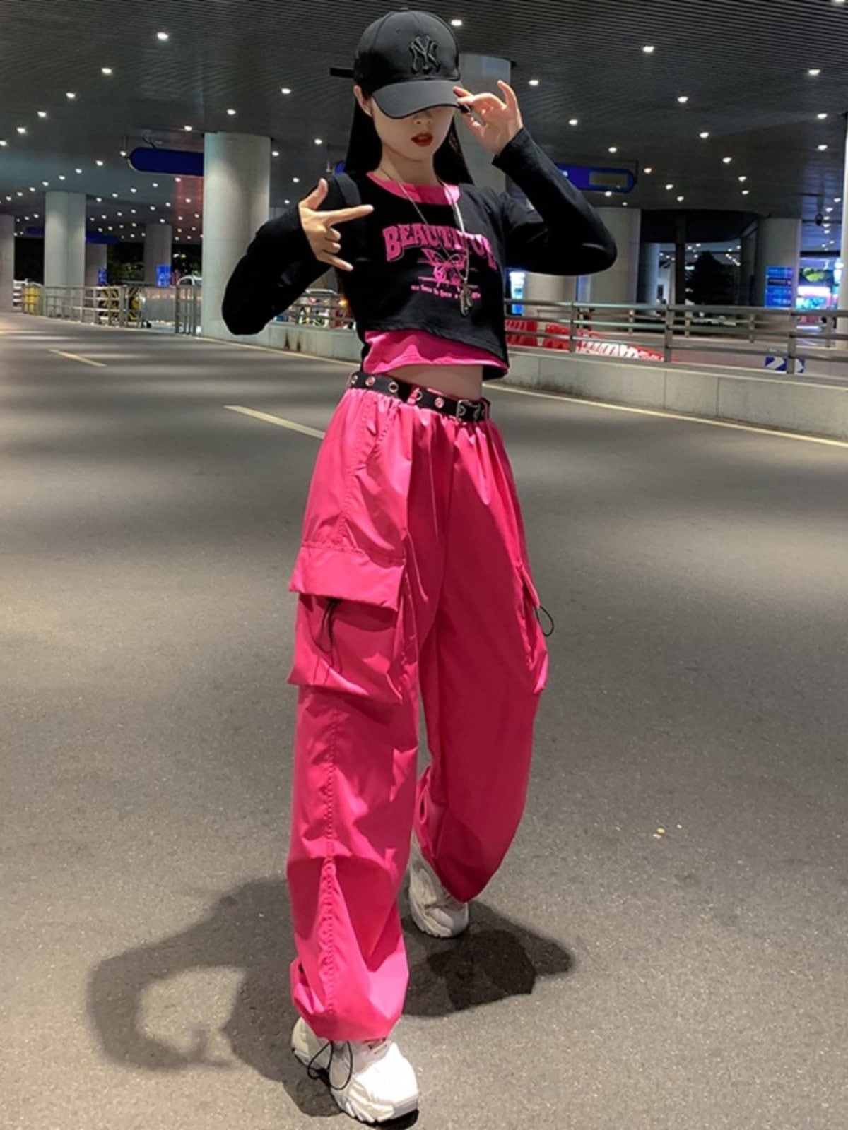 Kpopパフォーマンス服女性ヒップホップジャズダンス衣装ダンススーツオーバーオールパンツ