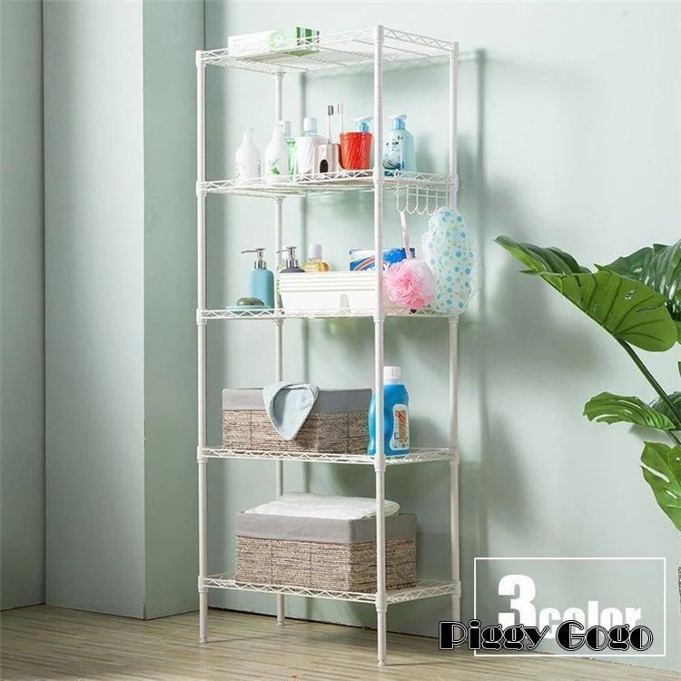 メタル製ラック スチールラック ワイヤーシェルフ 家具 収納 棚 5段 幅55cm 奥行30cm キッチン 台所 洗面所 バスルーム サニタリー リビ