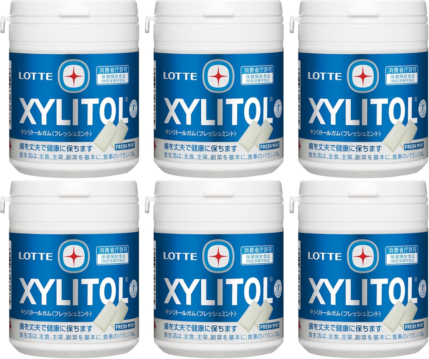 ロッテ キシリトールガム フレッシュミント ファミリーボトル 133g×6個