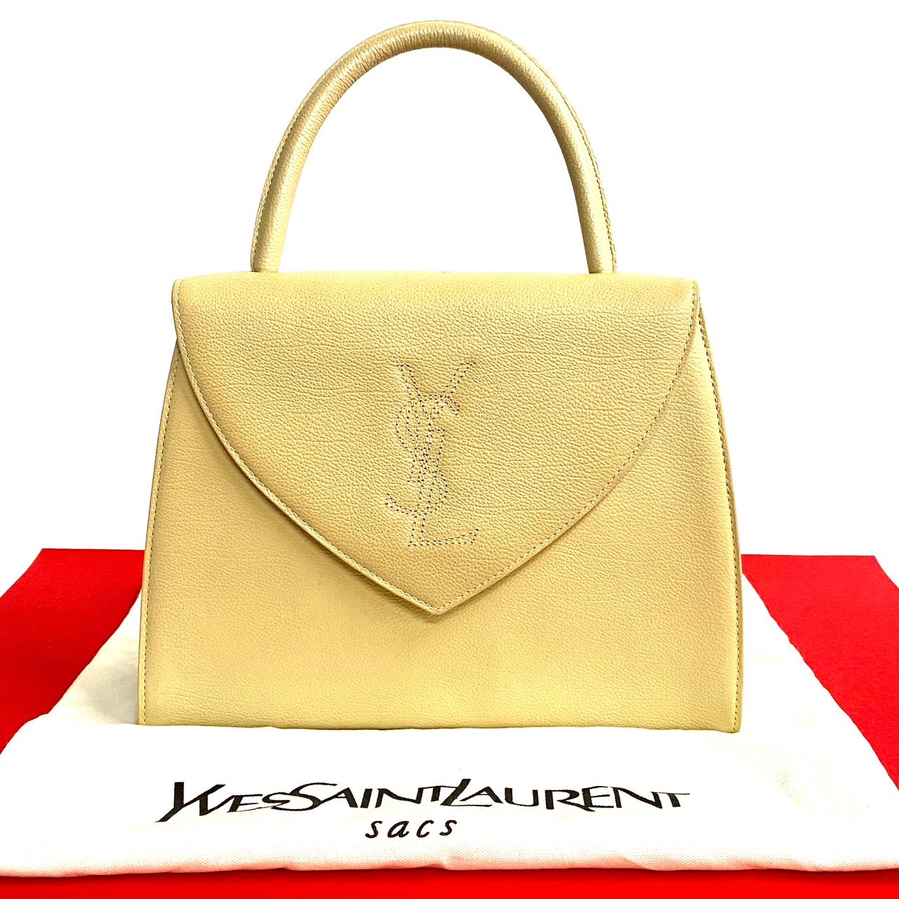 ヴィンテージ YSL ロゴハンドバッグ レザー ベージュ 25075 50,340円