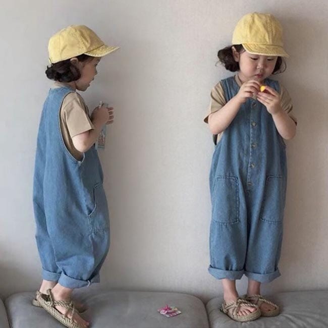 子供 デニムサロペット 女の子 サロペット デニム オーバーオール 女児 ゆったり オールインワン