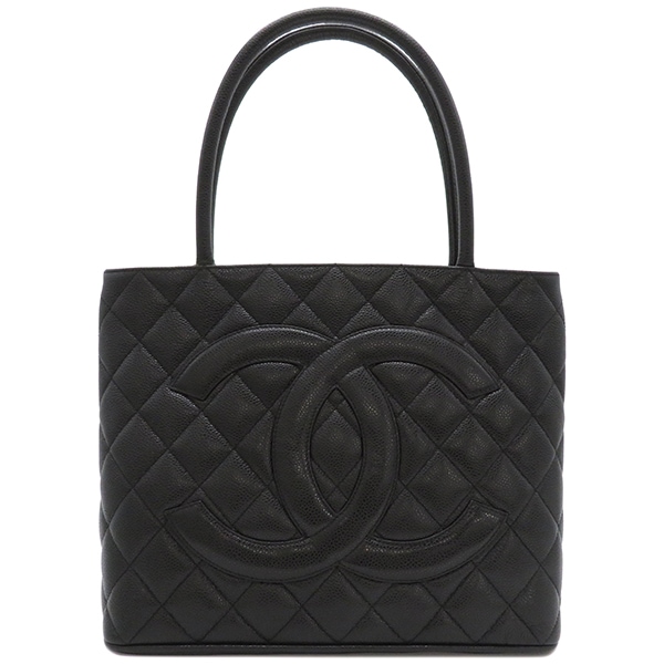 シャネル CHANEL トートバッグ マトラッセ 復刻トート キャビアスキン ブラック マットシルバー金具 黒 ココマーク A01804 6****** 【箱】【中古】