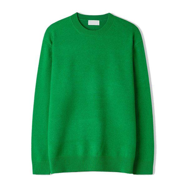 メンズ ロイ ベーシック モーダル ラウンド ニットTシャツ SG-KN-Q027-グリーン