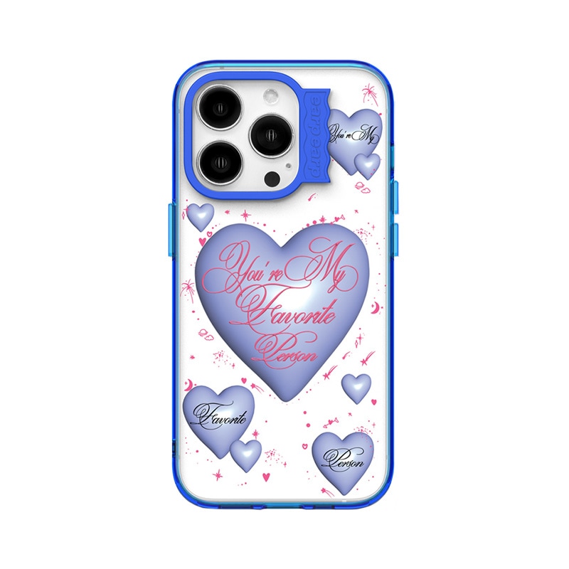 [(G)I-DLE ミヨン 着用] [Lauren Jung] Favorite heart BLUE (WAVE LABEL) 韓国 アイドル スマホ ケース iPhone キャラクター かわいい