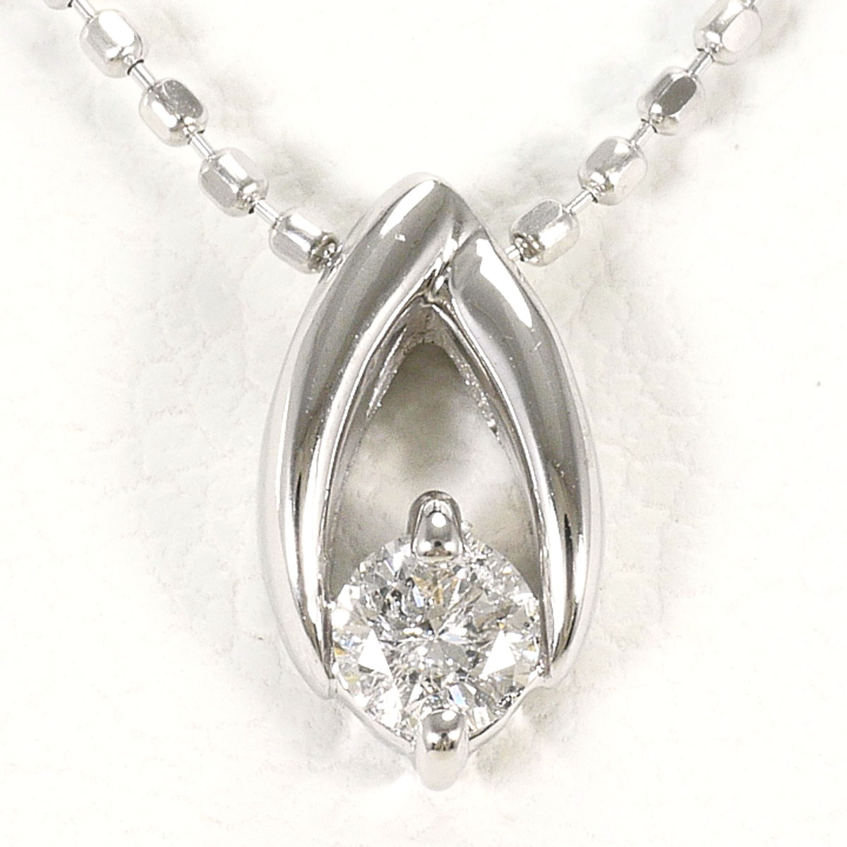 K18 18金 WG ホワイトゴールド ネックレス ダイヤモンド 0.10ct 総重量約1.7g 約40cm 中古