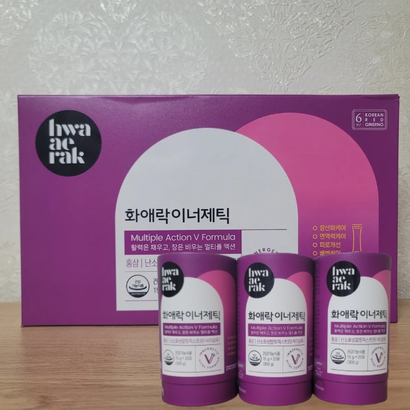 [正官庄]100%正品 和愛楽インナージェティック 1箱（15g*60本） 紅参ゼリースティック 食物繊維