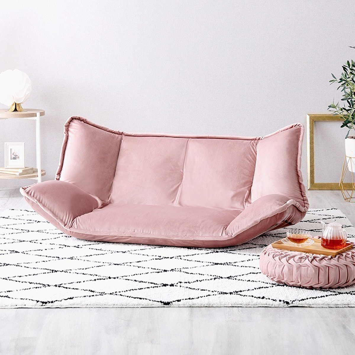 大人かわいいインテリア マルチリクライニングローソファ【Chammy -チャミー-】