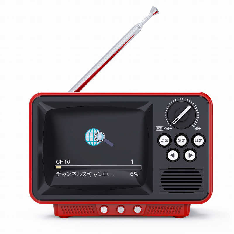 WINTECH　2.8インチポータブルワンセグテレビ ［ワイドFM対応 /テレビ/AM/FM］ レッド　TVR-RT1 RD