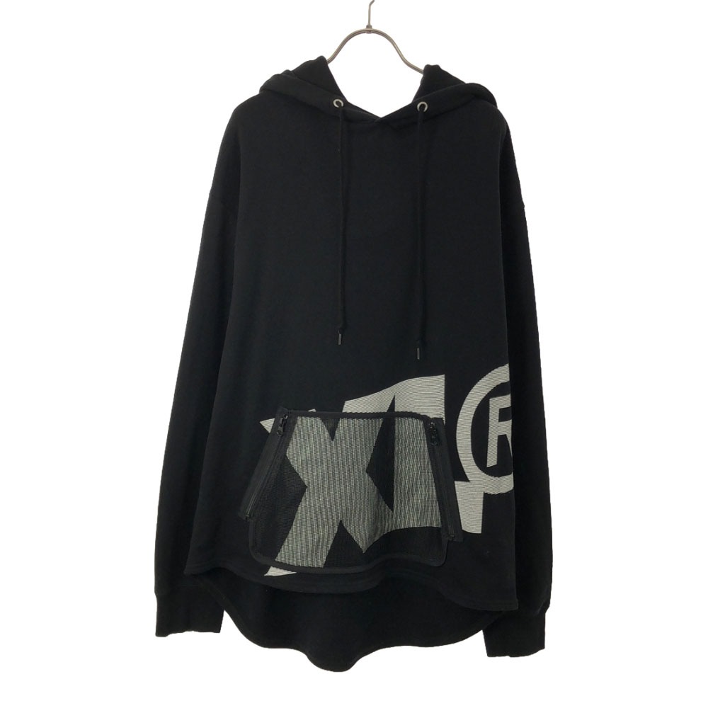 プリント 長袖 スウェットパーカー L ブラック プルオーバー トレーナー メンズ