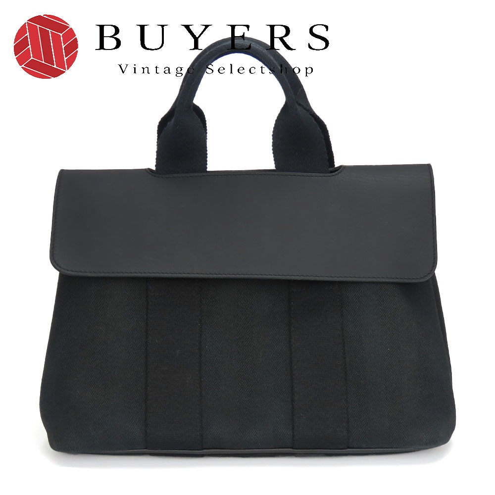 中古 ハンドバッグ ヴァルパライソPM コットンキャンバス レザー ブラック ポーチ付き 普段使い シンプル レディース 女性