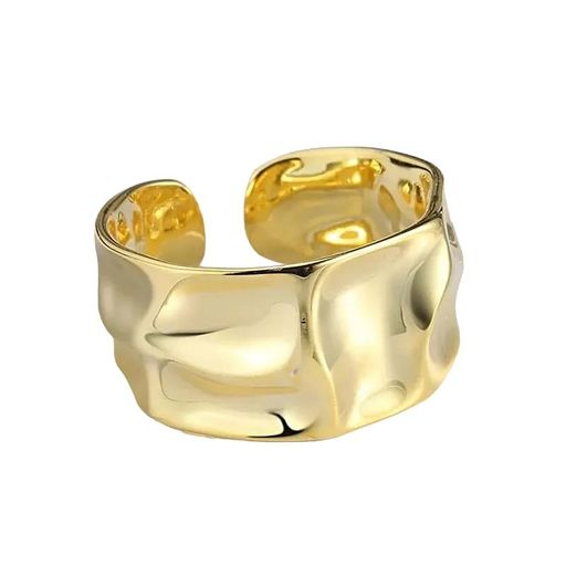 [IROHA MODE] リング 金属アレルギー対応 S925 フリーサイズ ニュアンス シンプル ユニセックス 変形 ゴールド