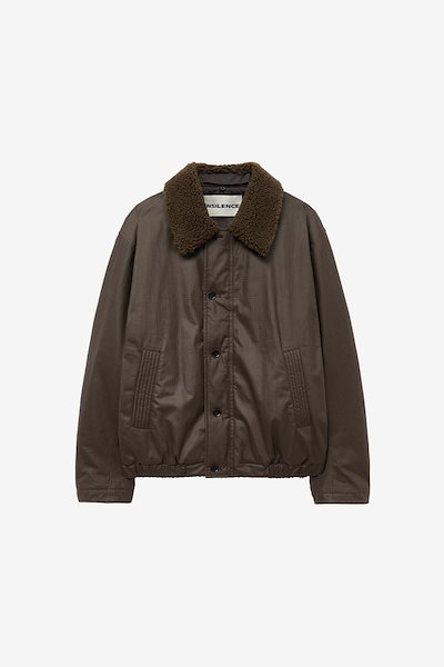 ジャケット・アウター INSILENCE Waxed Shearling Collar Jacket INSILENCE】 WAXED SHEARLING COLLAR JACKET : BROWN
