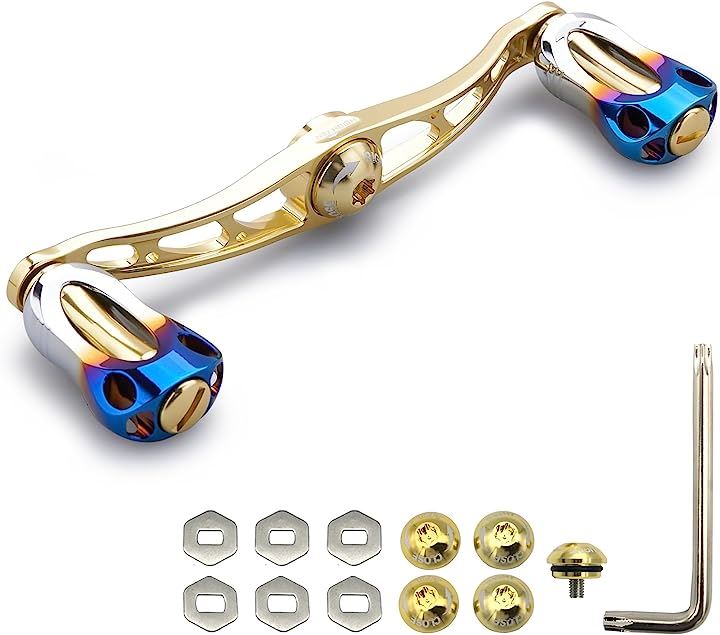 リール ハンドル 22mm ノブ搭載 シマノ SHIMANO ダイワ DAIWA アブ Abu 通用 ベイトリール Aurora Series 681(115mm - ゴールド)