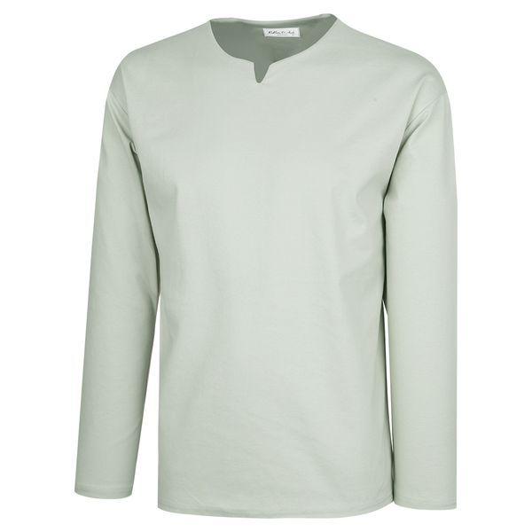 メンズソリッドブントVネックインナー長袖Tシャツ RB TSA Q008 カーキ_P409090702 4,764円