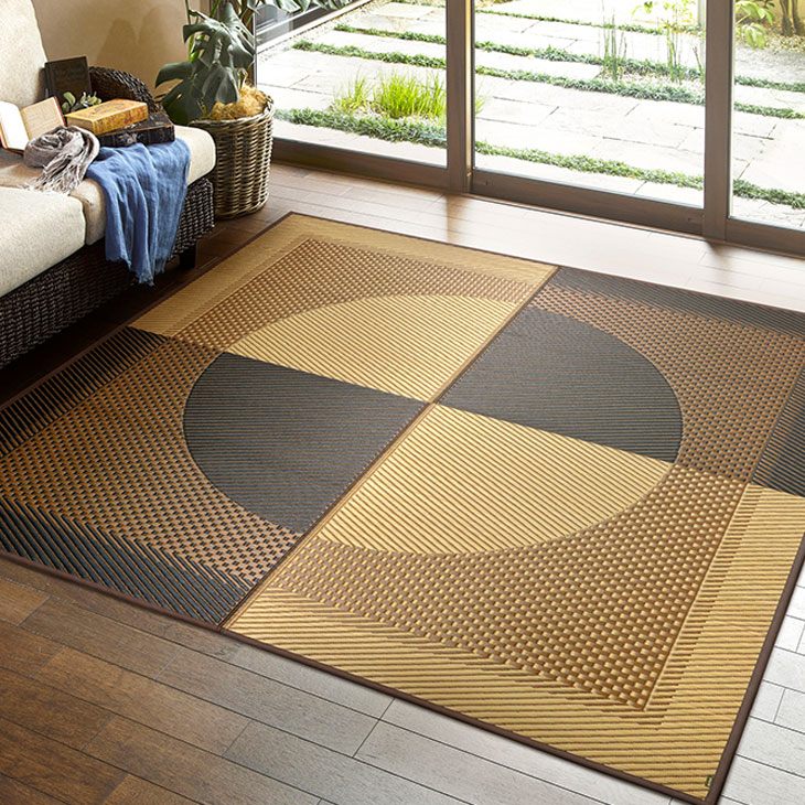 国産い草ラグ「月光」正方形 191x191cm/191x250cm い草 カーペット 防カビ加工 抗菌防臭加工 日本製 和モダン ジャパンディ インテリア リビング