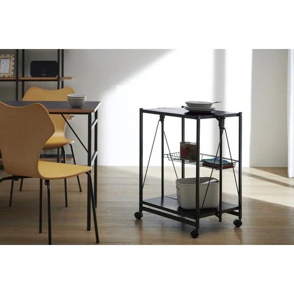 ラック 棚 キャスターワゴン 折りたたみ おしゃれ 北欧モダン キッチンワゴン コンパクト 折り畳み スチール 省スペース