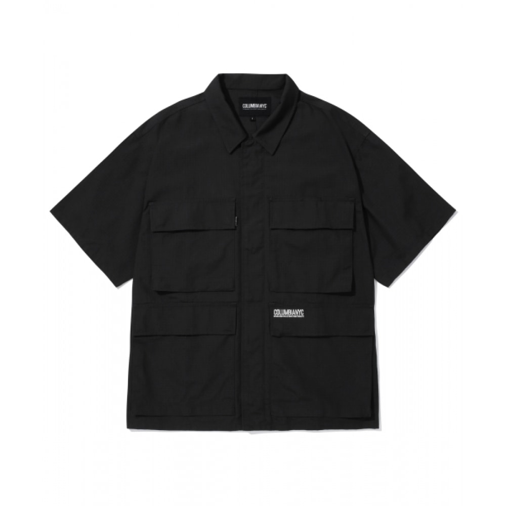 コロンビア大学 NYC ブラックシリーズユーティリティ S/S シャツジャケットブラック