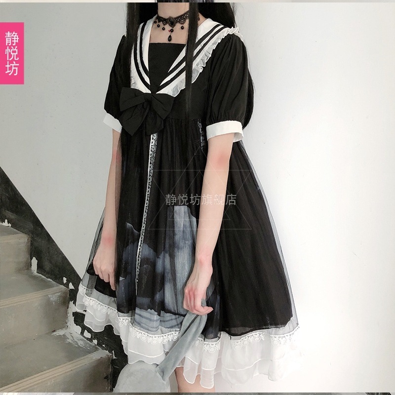 ロリータダークドレス日本のソフトガールゴシックスタイルの女性の服ロリータドレス学生ロリータスカート