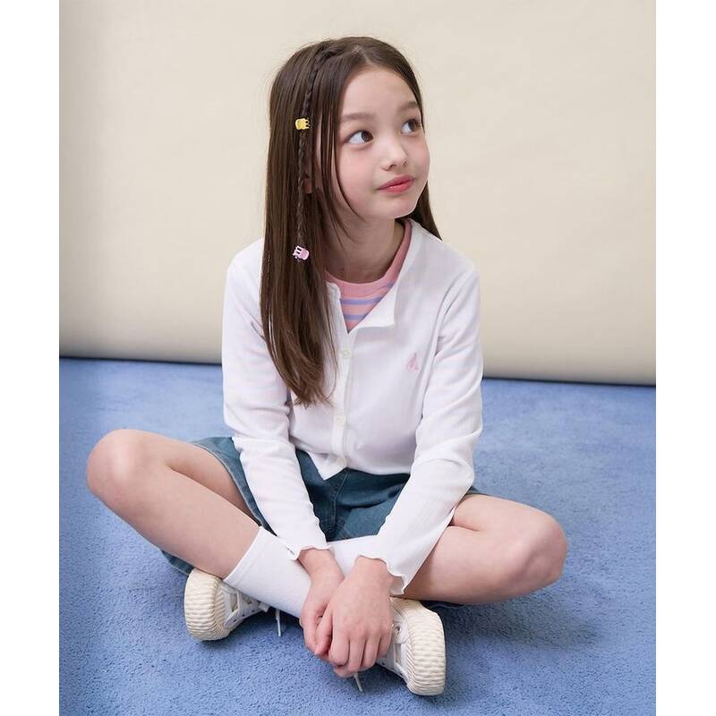 ビーンポールキッズ BEANPOLE KIDS 女の子用 ホットサマー さらさらリブ編みカーディガン アイボリー (BI6241G030) BI6241G030 350001