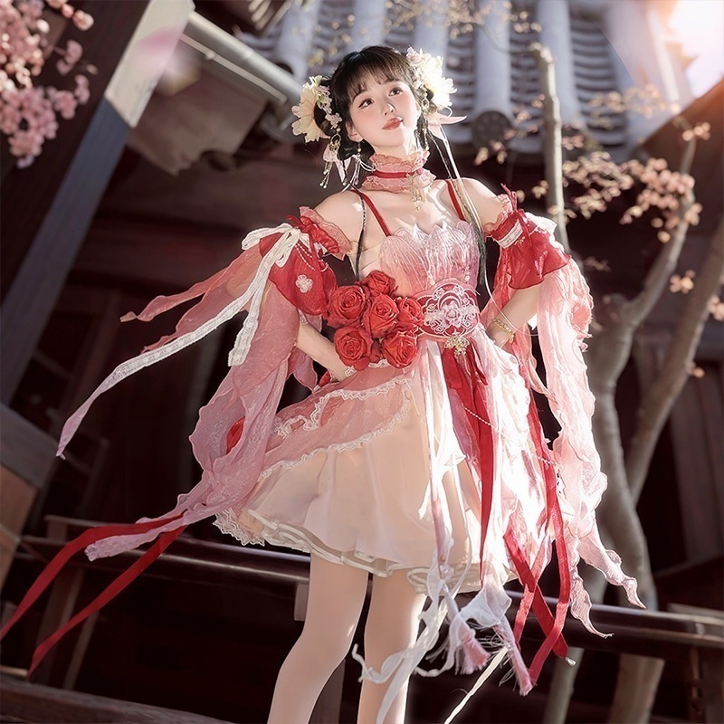 正規品デザイン桃早世韓国lolitaワンピースcos元素ロリータ仙気 13,686円