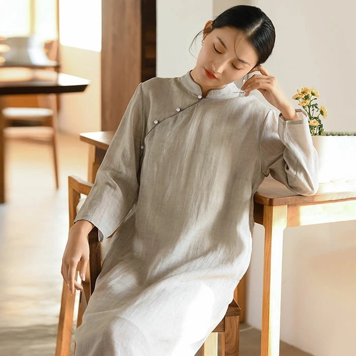 リネン ワンピース 麻 レディース 大きいサイズ 春 夏 長袖 きれいめ 無地 ロング 着痩せ 女性用 体型カバー 吸汗 通気 おしゃれ シンプル カジュアル エレガント レトロ 薄手 OL通勤 旅行 5,883円