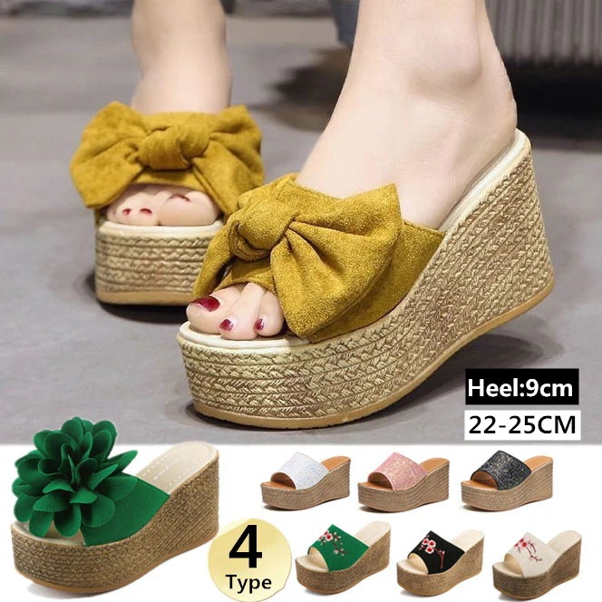 サンダル レディース パンプス 美脚 ウェッジソール ハイヒール可愛いお花サンダル 　韓国ファッション/レディースファッション/厚底サンダル /レディースシューズ