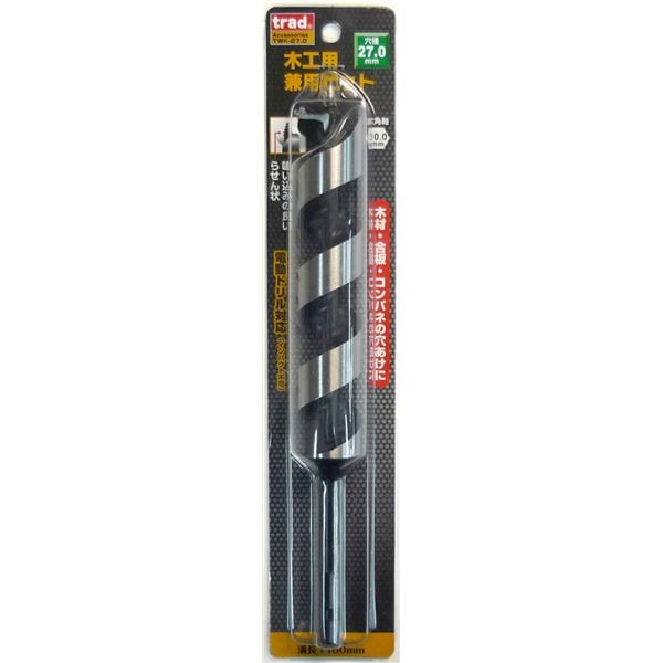 (業務用10個セット) TRAD 木工用兼用ビット/先端工具 (穴径:27mm) インパクト12V対応 TWK-27.0 (DIY用品/大工道具)