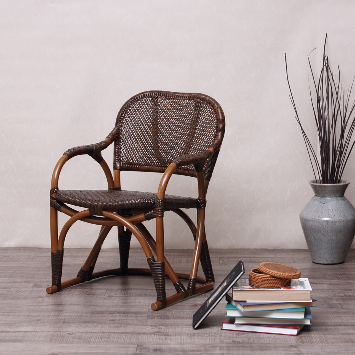 籐 アームチェア 座面高35cm ラタン家具 WAHOO 椅子 座椅子 ラタン 籐製 籐椅子 家具 チェア チェアー 座いす 肘掛 ひじ掛け アームチェアー