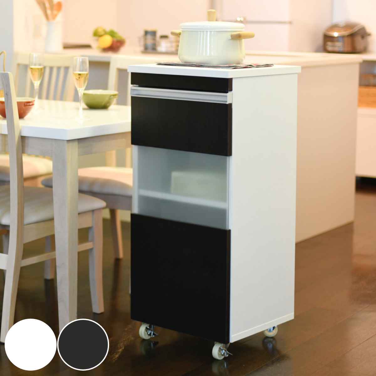 スリムラック キャビネット 食器棚 すき間収納 幅40cm キッチン収納 キッチンラック 隙間収納 キッチンワゴン キッチンボード キッチン 台所 収納 棚 すきま 可動棚 キャスター付き