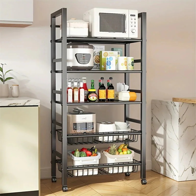 ステンレス製のキッチン棚1台重い多層棚キッチンやバスルームの収納用ユーティリティカート家庭用の部屋用品