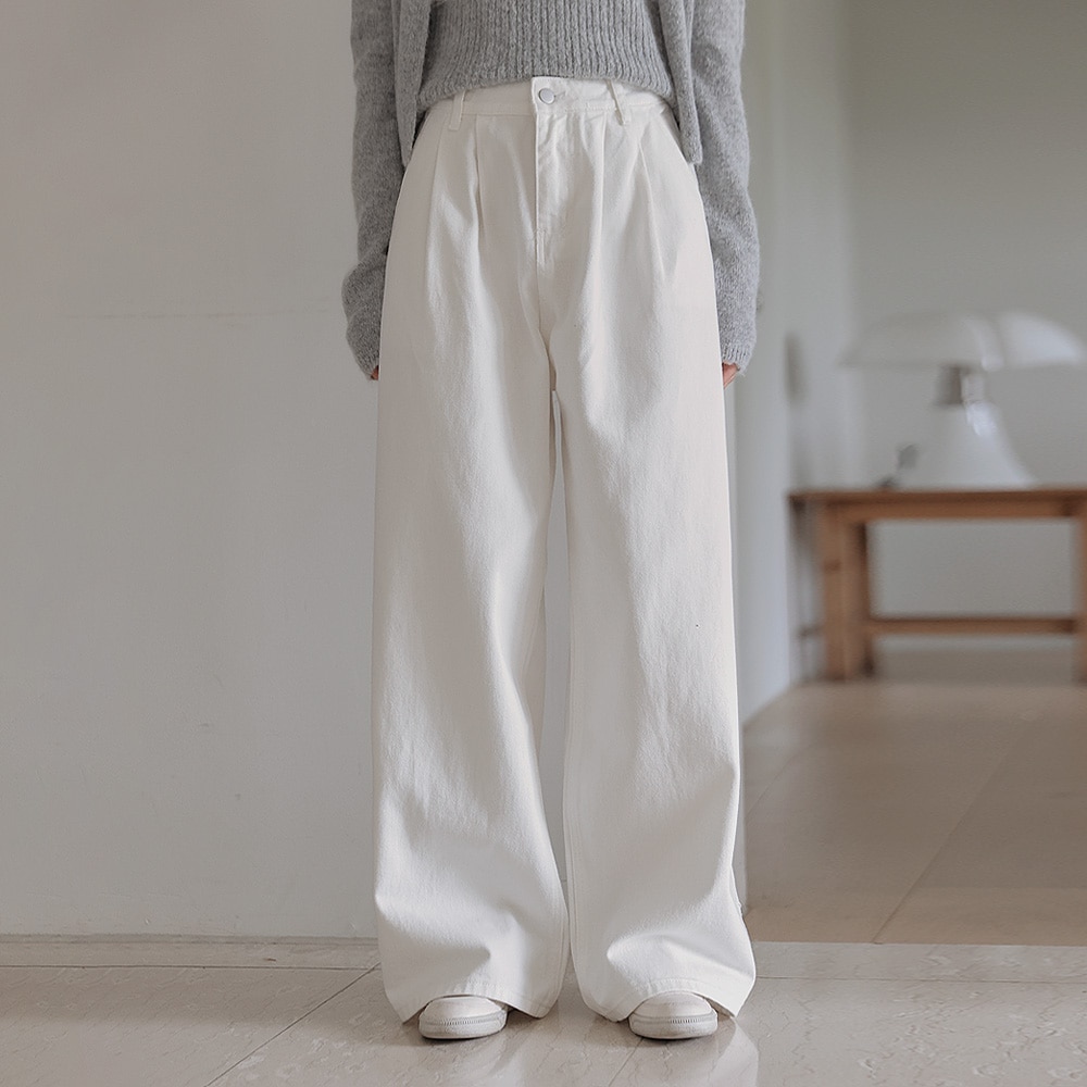ブルージュコットンピンタックワイドパンツ