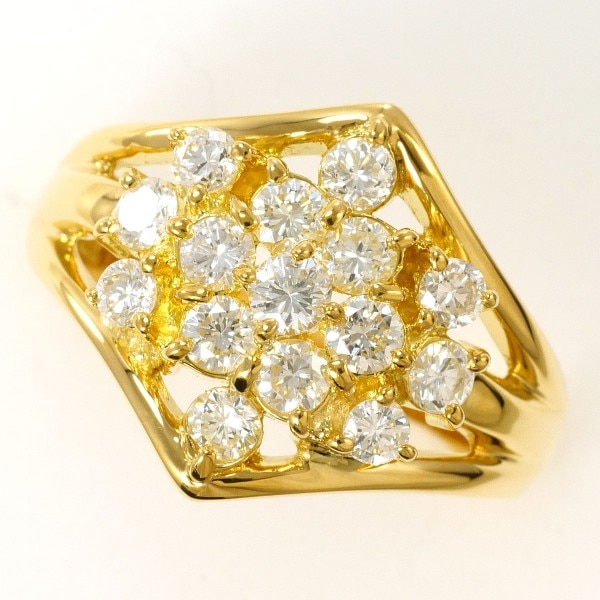 K18 18金 YG リング 指輪 15号 ダイヤ 1.01 カード鑑別書 ジュエリー 中古 88,110円