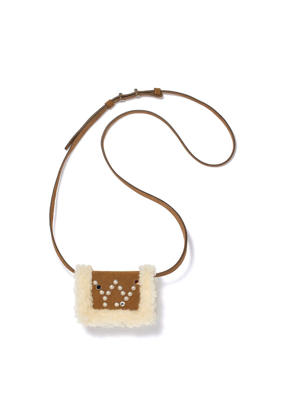 【OPEN Yy】25FW MICRO SHEARLING STUD WALLET BAG : BROWN