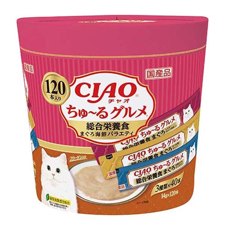 CIAO ちゅーるグルメ まぐろ海鮮バラエティ 120本 キャットフード ペットフード おやつ 猫 フード ウェットフード ウェット 総合栄養食 SC-215 CIAO (TC) メガ割