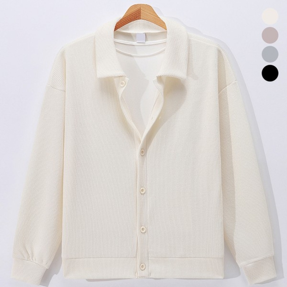 (ジュアンズ) デイリーオーバーフィットカラーネックボタンジャケットリブカーディガン BDCD1153