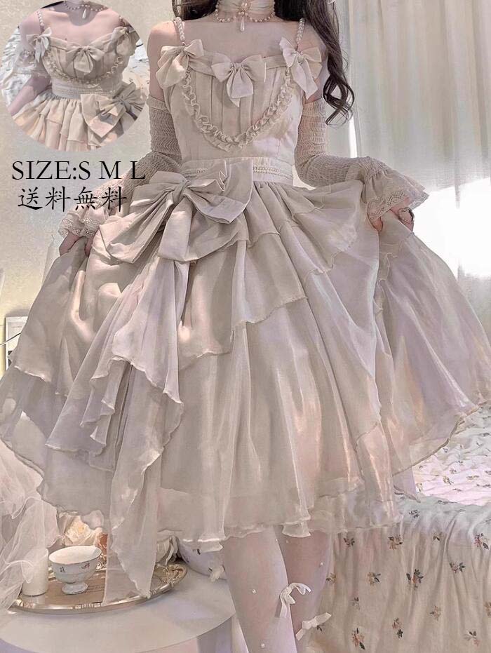 今すぐ欲しい！ウエディングドレス ロリータ風 ワンピ 花嫁洋服 Lolita コスチューム 衣装 ワンピース 切り替え風 日系女子中高生 コスプレ 演出服 レディース 可愛い イベント衣装 学園祭 文