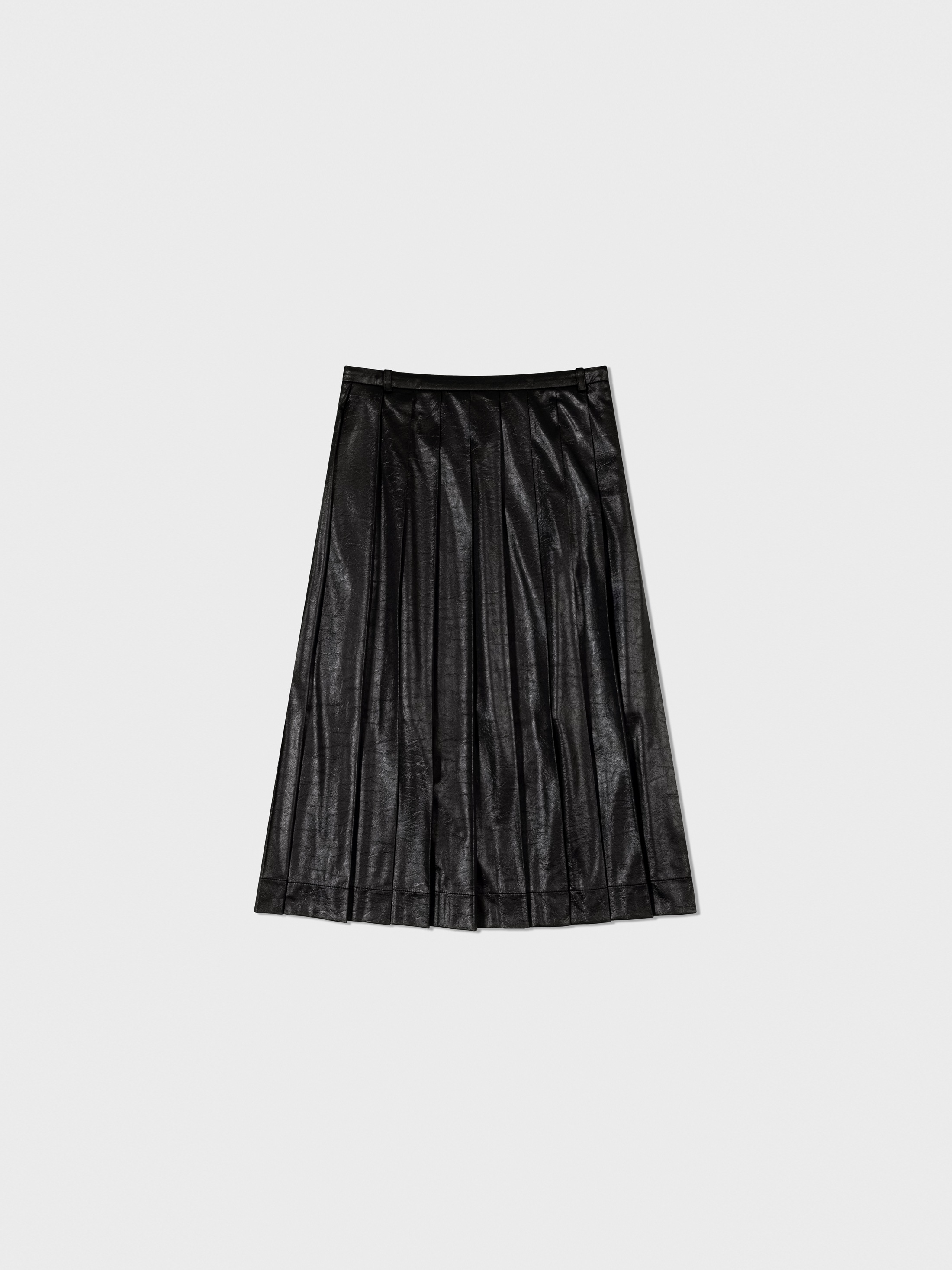 【LOW CLASSIC】 CREASED PLEATED SKIRT : BLACK