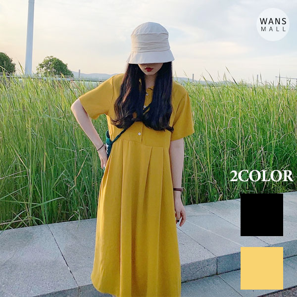 Qoo10] wansmall : op0910ロングフレアシャツワンピース : レディース服