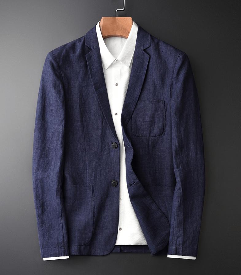 テーラードジャケット 高品質 麻 リネンメンズカジュアル テーラードジャケット ジャケット スーツ アウター きれいめ着こなし リネン 無地 麻100% シングル HX-1708
