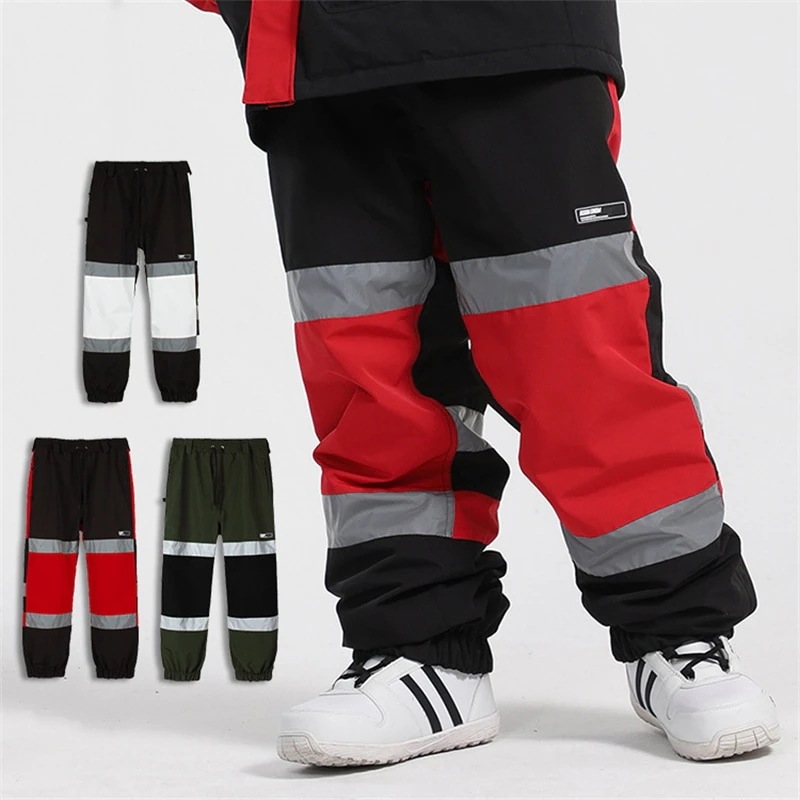 【急速出荷!】スノーボード ウェア パンツ 単品 光反射 メンズ レディース スノーウェア スキーウェア スノボ 切り替え 配色 防風防水防雪防寒保温通気 耐摩擦 韓国