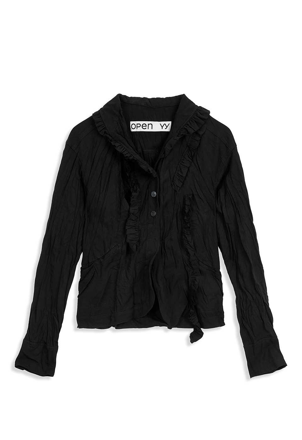 【OPEN Yy】 26SS SLIT CRINKLED JACKET : BLACK